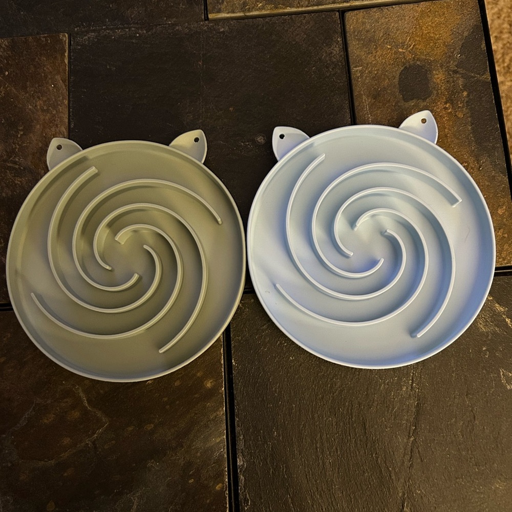 Set of Two Spiral Slow Feeder Pet Bowls